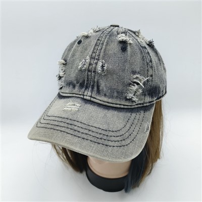 Distressed Washed Denim Baseball Cap